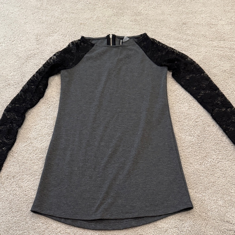 Divided Gray and Black Lace Dress